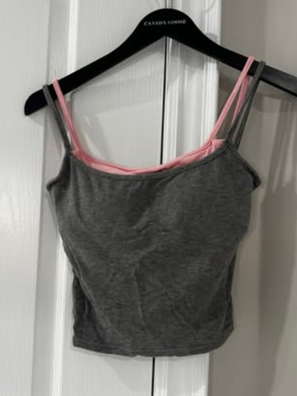 Grey-Pink Padded Layered Tank Top